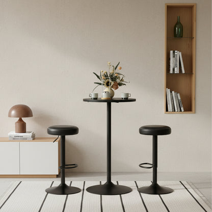 HAZLET Moderne verstelbare barkrukken met voetensteunen, set van 2 - Zwart