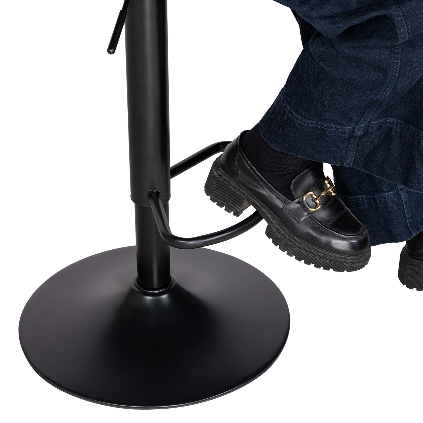 HAZLET Moderne verstelbare barkrukken met voetensteunen, set van 2 - Zwart