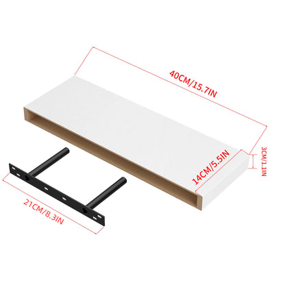 Zwevende Wandplanken, set van 4, Wandplanken Voor Slaapkamer, Woonkamer, Keuken - Zwart/Wit/Vuurkleur