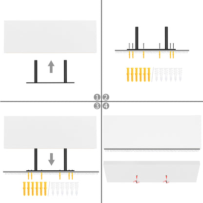Zwevende Wandplanken, set van 4, Wandplanken Voor Slaapkamer, Woonkamer, Keuken - Zwart/Wit/Vuurkleur