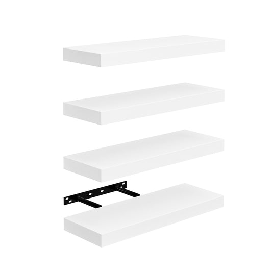 Zwevende Wandplanken, set van 4, Wandplanken Voor Slaapkamer, Woonkamer, Keuken - Zwart/Wit/Vuurkleur