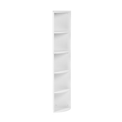 Witte hoekplank met 5 niveaus, waaiervormig ontwerp, moderne kleine boekenkast 130 cm - HOBART