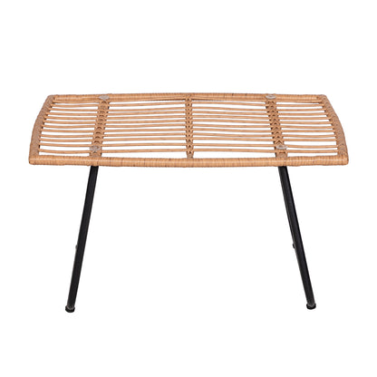 4-delige tuinset van gevlochten kunststof - Grijze kussens - 1 bank, 2 fauteuils, 1 salontafel