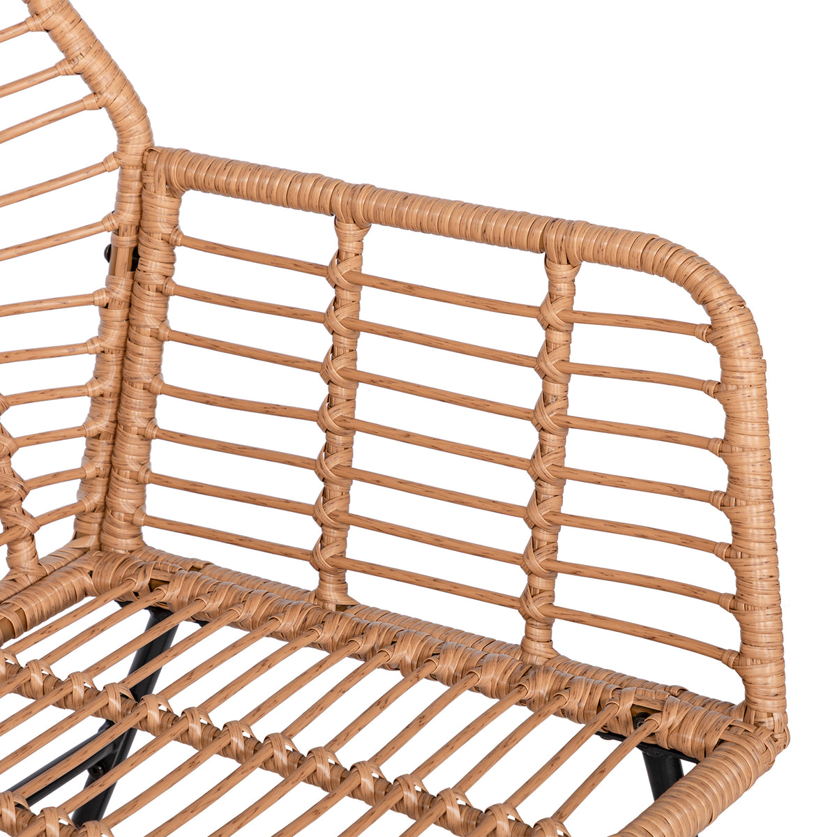 4-delige tuinset van gevlochten kunststof - Grijze kussens - 1 bank, 2 fauteuils, 1 salontafel