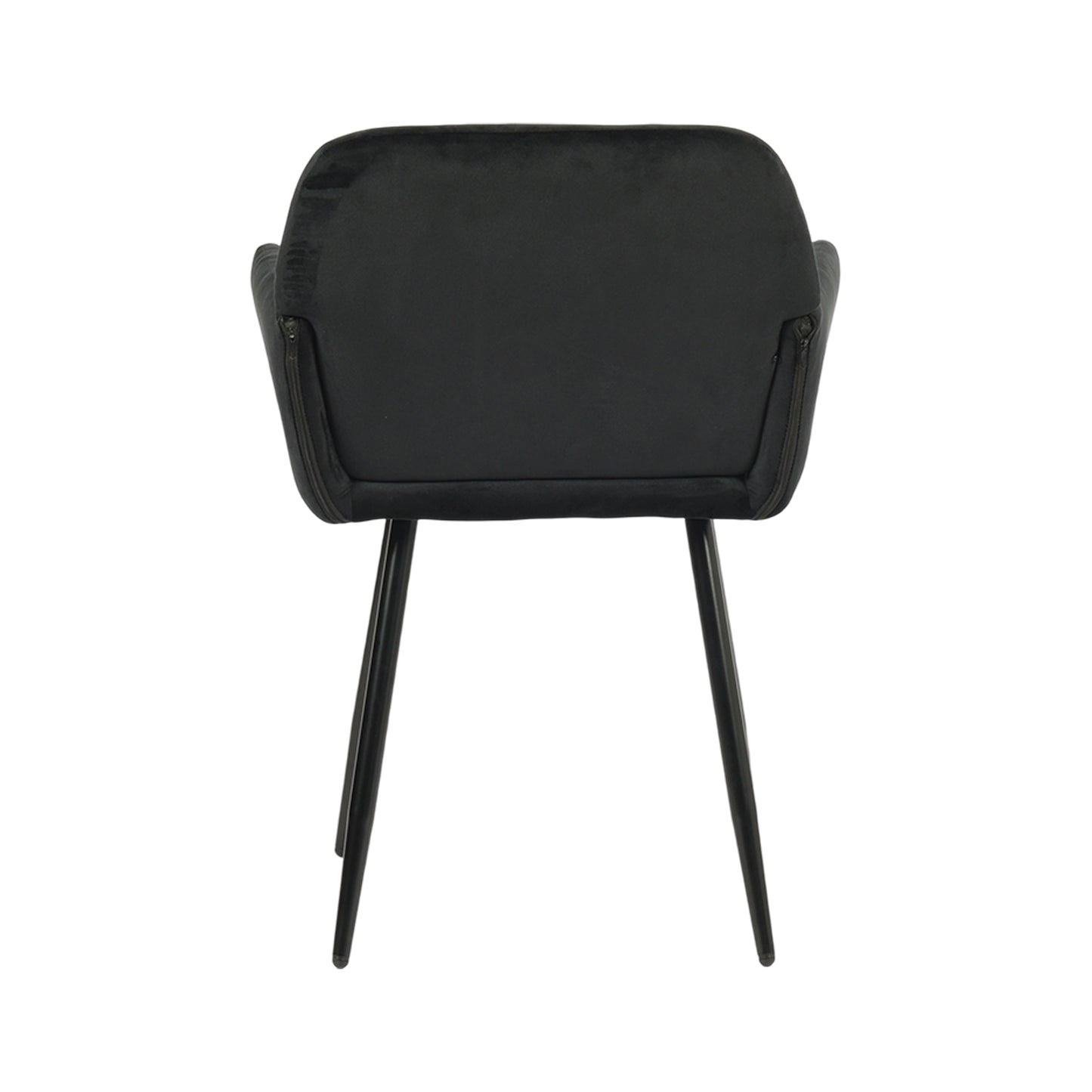 Brede eetkamerstoel met fluwelen armleuningen, zwart/donkergrijs - KAMEY