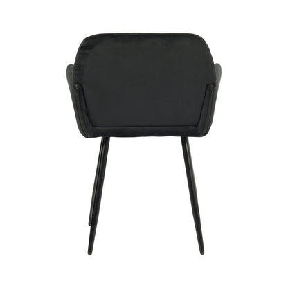 Brede eetkamerstoel met fluwelen armleuningen, zwart/donkergrijs - KAMEY