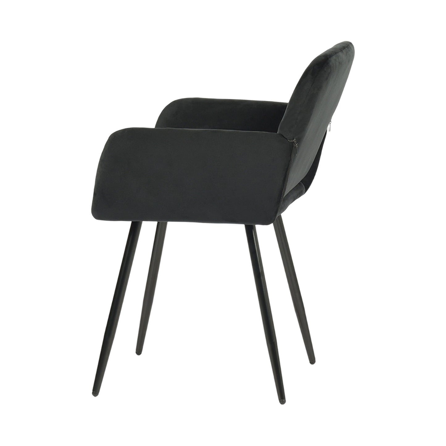 Brede eetkamerstoel met fluwelen armleuningen, zwart/donkergrijs - KAMEY