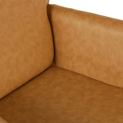 PU leren armleuningen brede eetkamerstoel met ijzeren poten set van 1/2 - Bruin