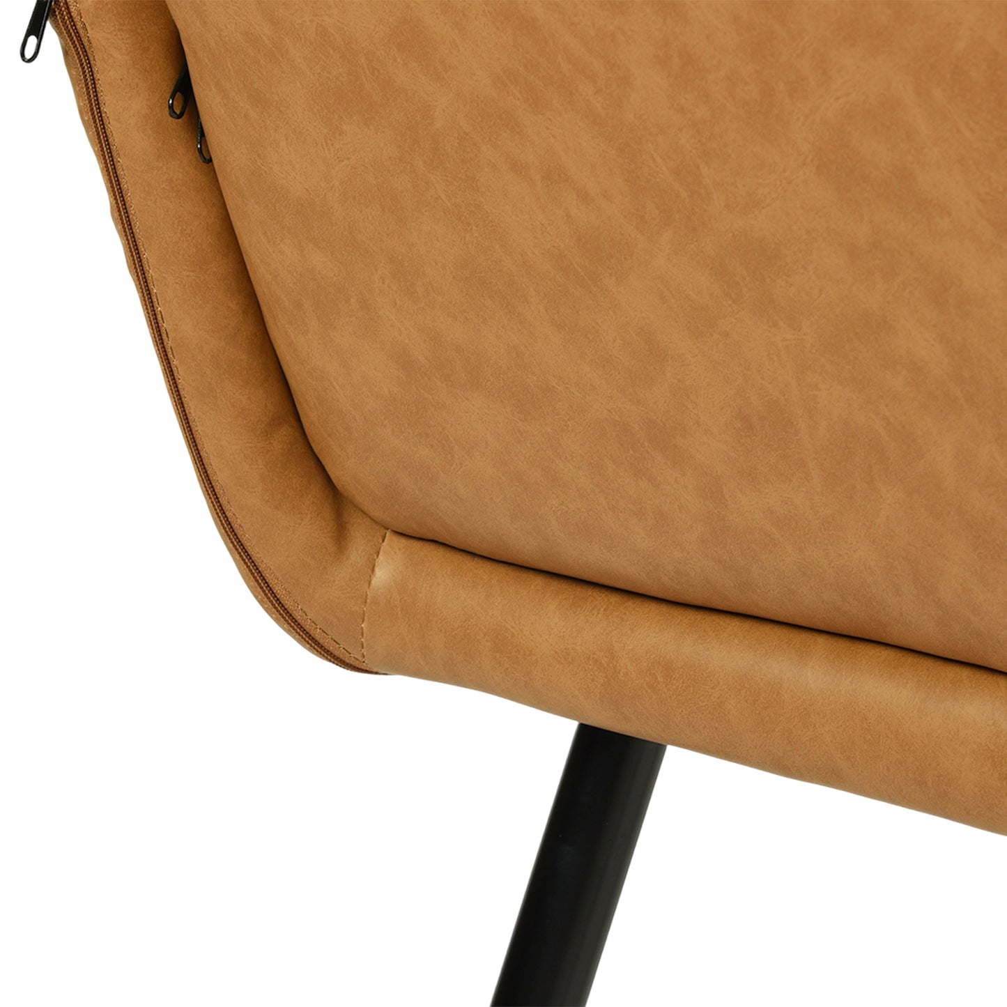 PU leren armleuningen brede eetkamerstoel met ijzeren poten set van 1/2 - Bruin