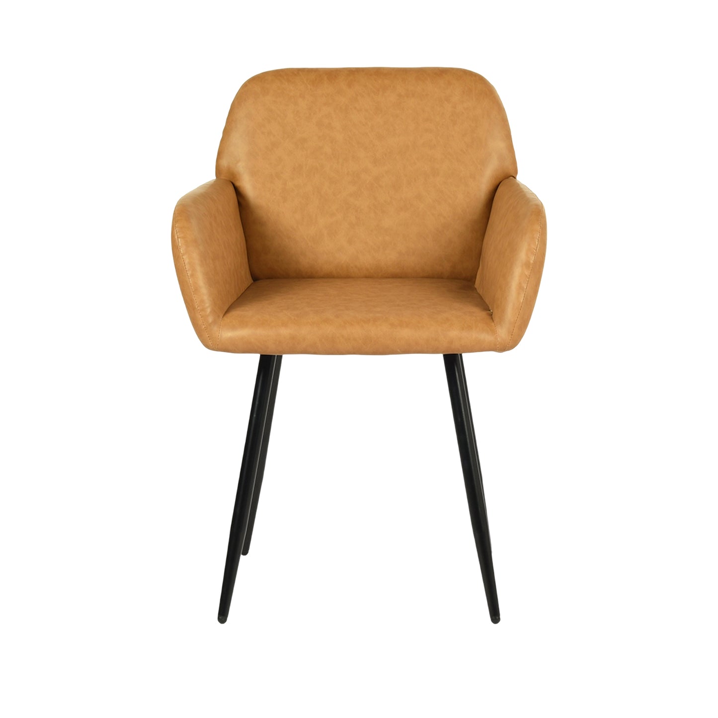 PU leren armleuningen brede eetkamerstoel met ijzeren poten set van 1/2 - Bruin