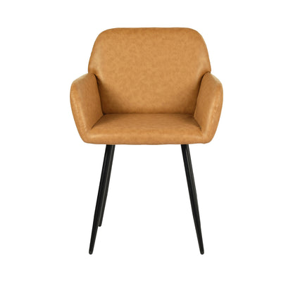 PU leren armleuningen brede eetkamerstoel met ijzeren poten set van 1/2 - Bruin