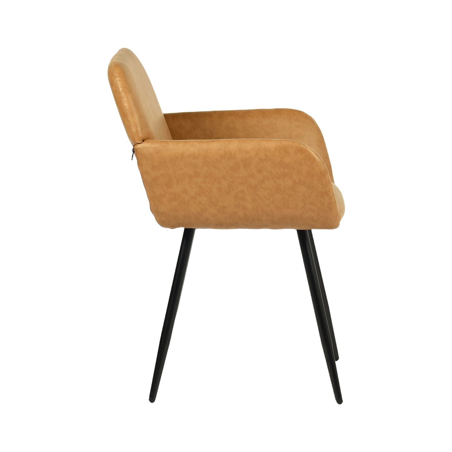 PU leren armleuningen brede eetkamerstoel met ijzeren poten set van 1/2 - Bruin