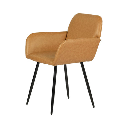 PU leren armleuningen brede eetkamerstoel met ijzeren poten set van 1/2 - Bruin