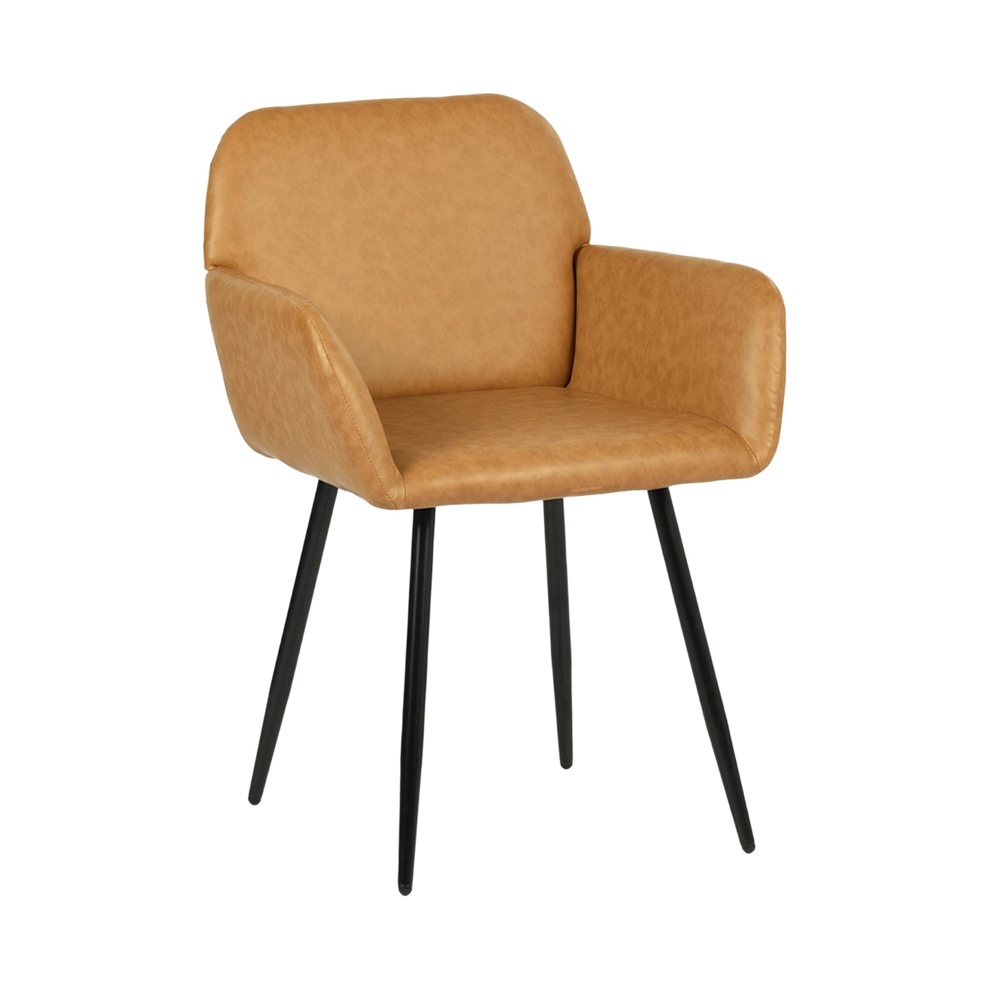 PU leren armleuningen brede eetkamerstoel met ijzeren poten set van 1/2 - Bruin