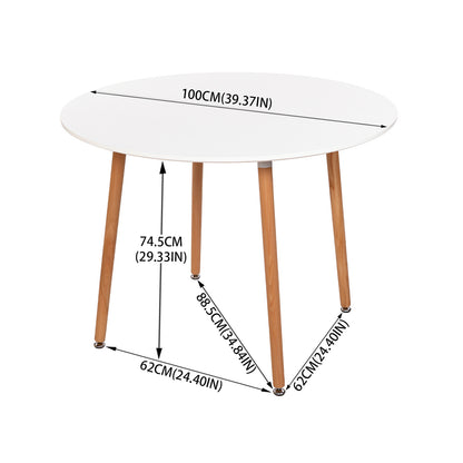 Ronde eettafel 100 cm met 4 poten - Wit