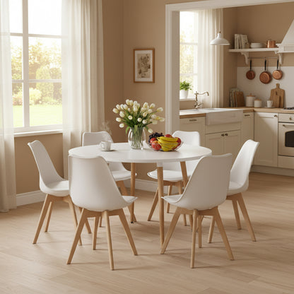Ronde eettafel 100 cm met 4 poten - Wit