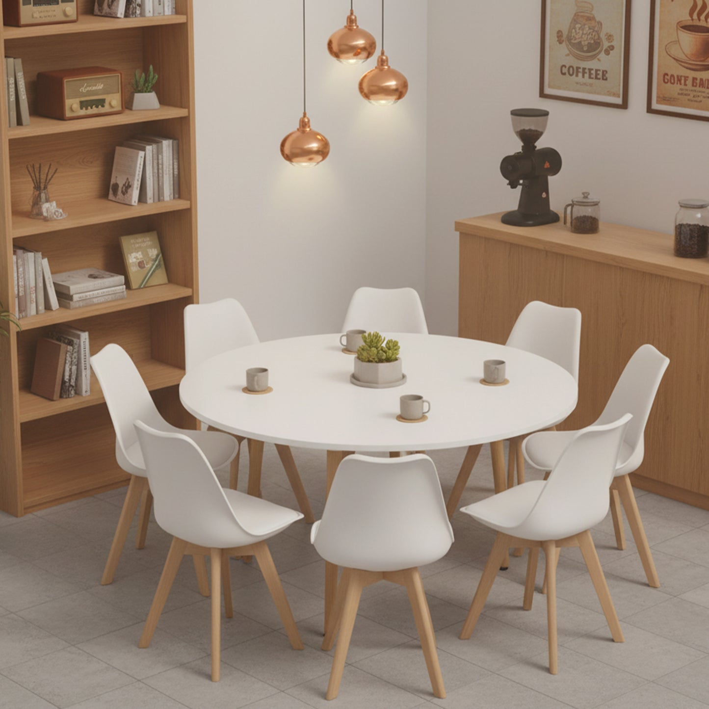 Ronde eettafel 100 cm met 4 poten - Wit