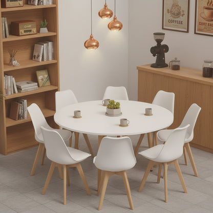 Ronde eettafel 100 cm met 4 poten - Wit