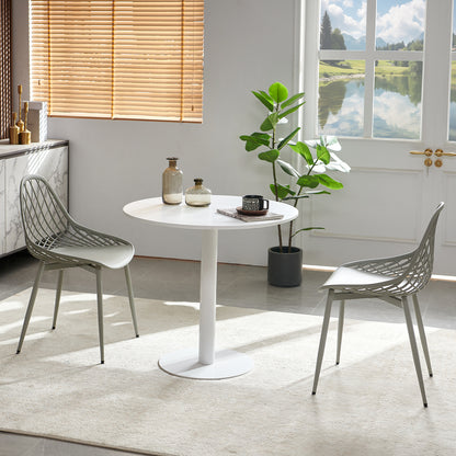 LYMAN Ronde Eettafel 80 cm - Wit/Zwart