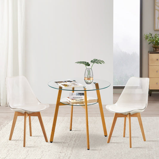 Dubbele Ronde Glazen Eettafel met Grote en Kleine Cirkels – MASSA