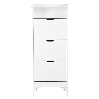 MELVIN Schoenenkast met 3 kleppen, schoenenrek 60 x 159,3 cm - MDF wit