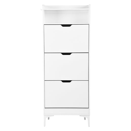 MELVIN Schoenenkast met 3 kleppen, schoenenrek 60 x 159,3 cm - MDF wit