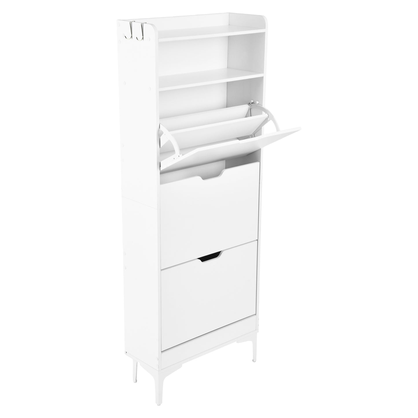 MELVIN Schoenenkast met 3 kleppen, schoenenrek 60 x 159,3 cm - MDF wit