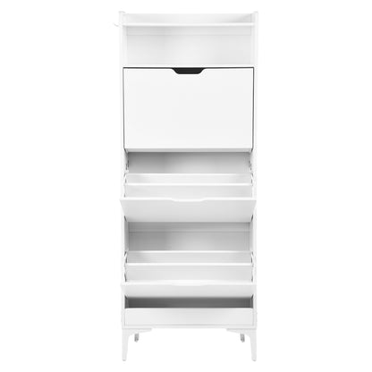 MELVIN Schoenenkast met 3 kleppen, schoenenrek 60 x 159,3 cm - MDF wit