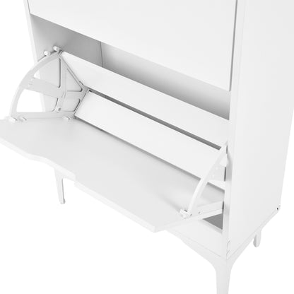 MELVIN Schoenenkast met 3 kleppen, schoenenrek 60 x 159,3 cm - MDF wit