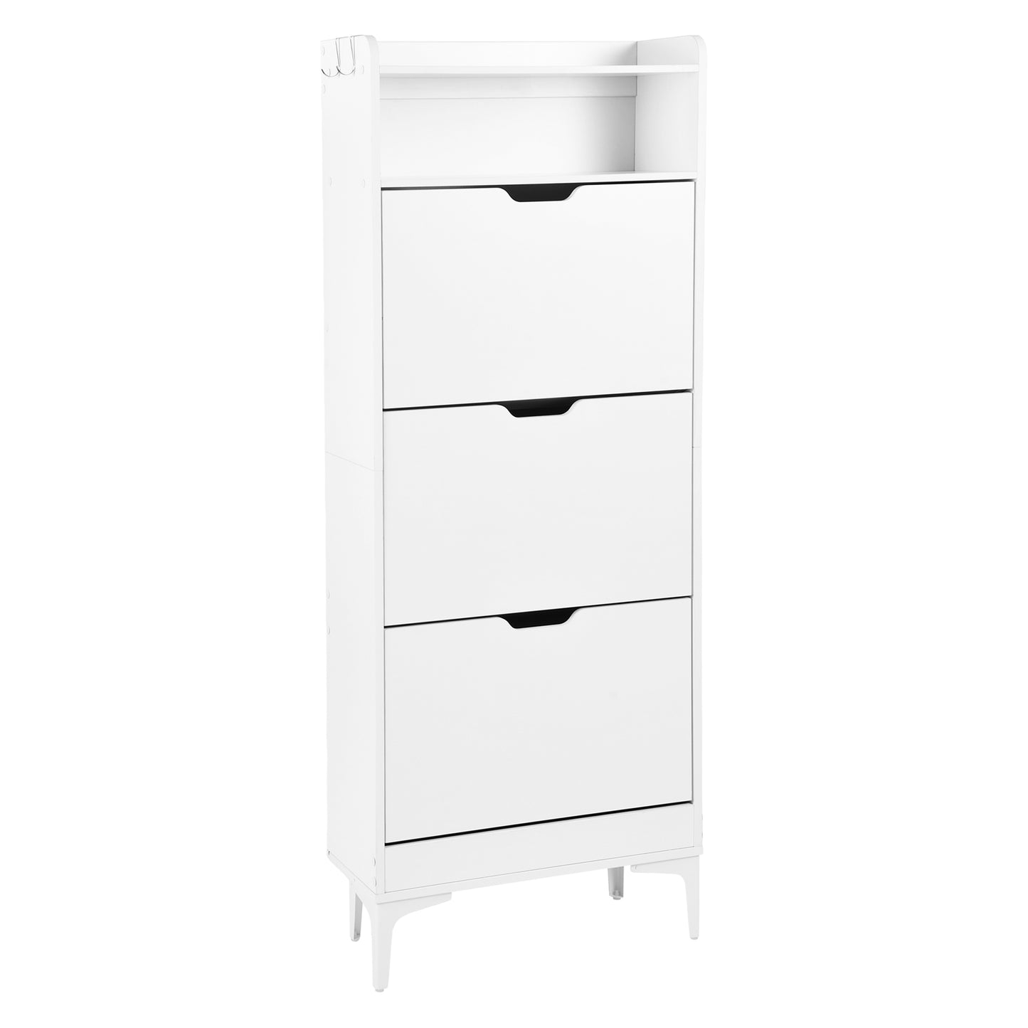 MELVIN Schoenenkast met 3 kleppen, schoenenrek 60 x 159,3 cm - MDF wit