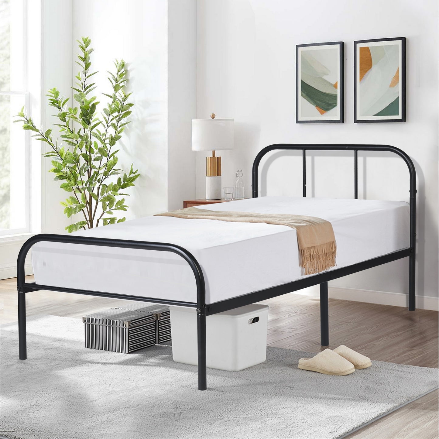 MILO Metalen Bed 90x190 cm Set van 2 - Zwart