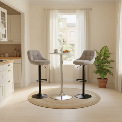 OLIVET Moderne Verstelbare Fluweel Barstoel, Set van 2 - Grijs