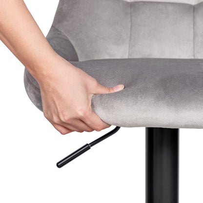 OLIVET Moderne Verstelbare Fluweel Barstoel, Set van 2 - Grijs