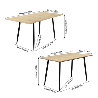 ONAVA Uitschuifbare Eettafel Rechthoekige Eikenhouten Keukentafel 120-160 cm