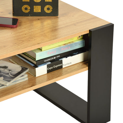 Salontafel met Planken, Gouden Eik - OWENS