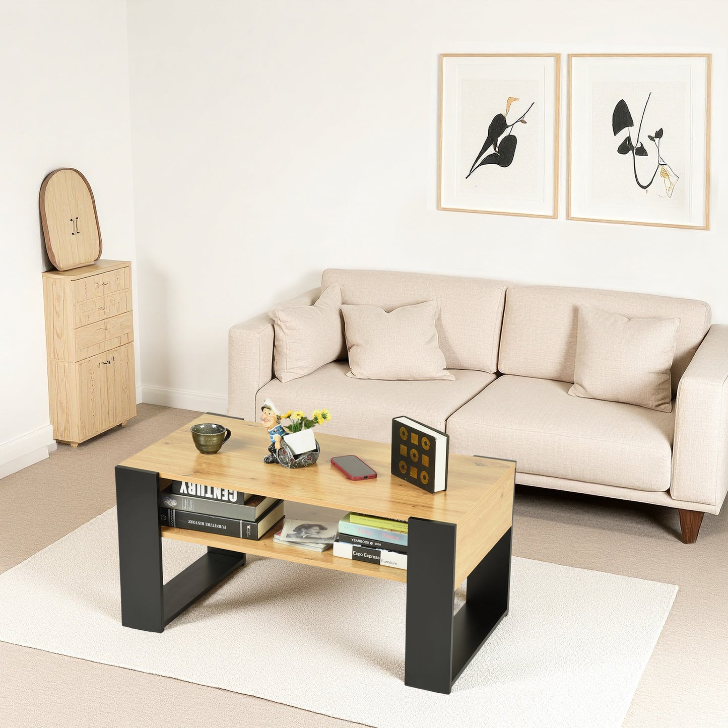 Salontafel met Planken, Gouden Eik - OWENS