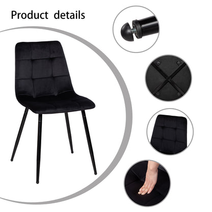 Eetkamerstoel zonder armleuningen van stof met zwarte ijzeren poten - Zwart/Grijs/Bruin