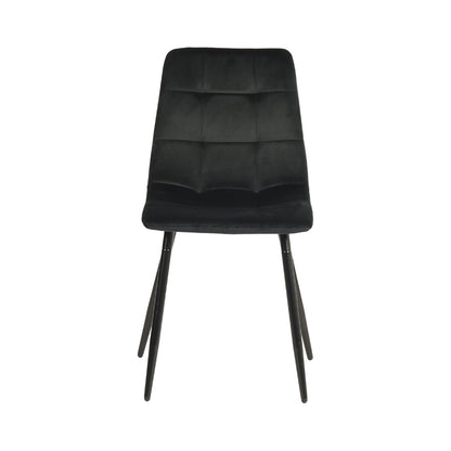 Eetkamerstoel zonder armleuningen van stof met zwarte ijzeren poten - Zwart/Grijs/Bruin