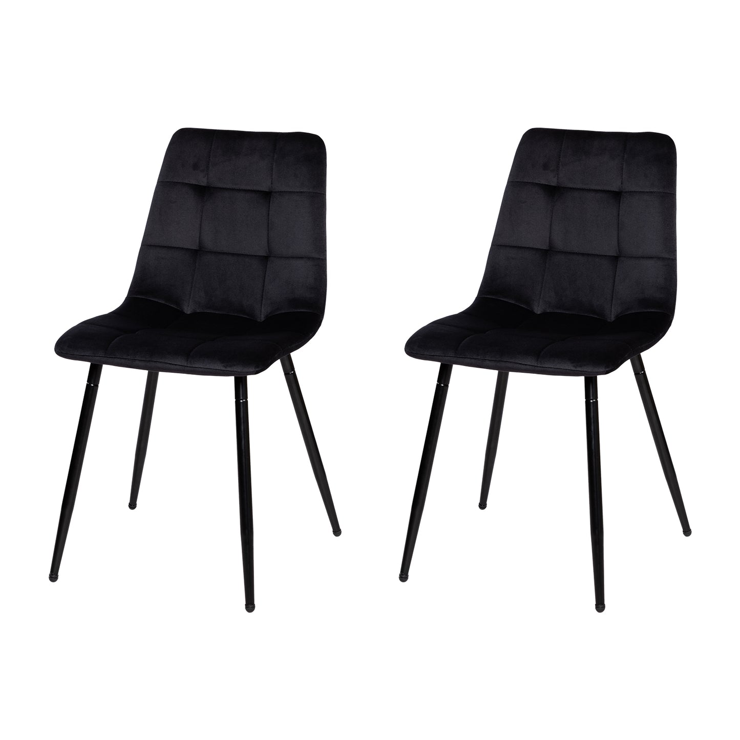 Eetkamerstoel zonder armleuningen van stof met zwarte ijzeren poten - Zwart/Grijs/Bruin