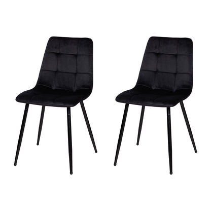 Eetkamerstoel zonder armleuningen van stof met zwarte ijzeren poten - Zwart/Grijs/Bruin