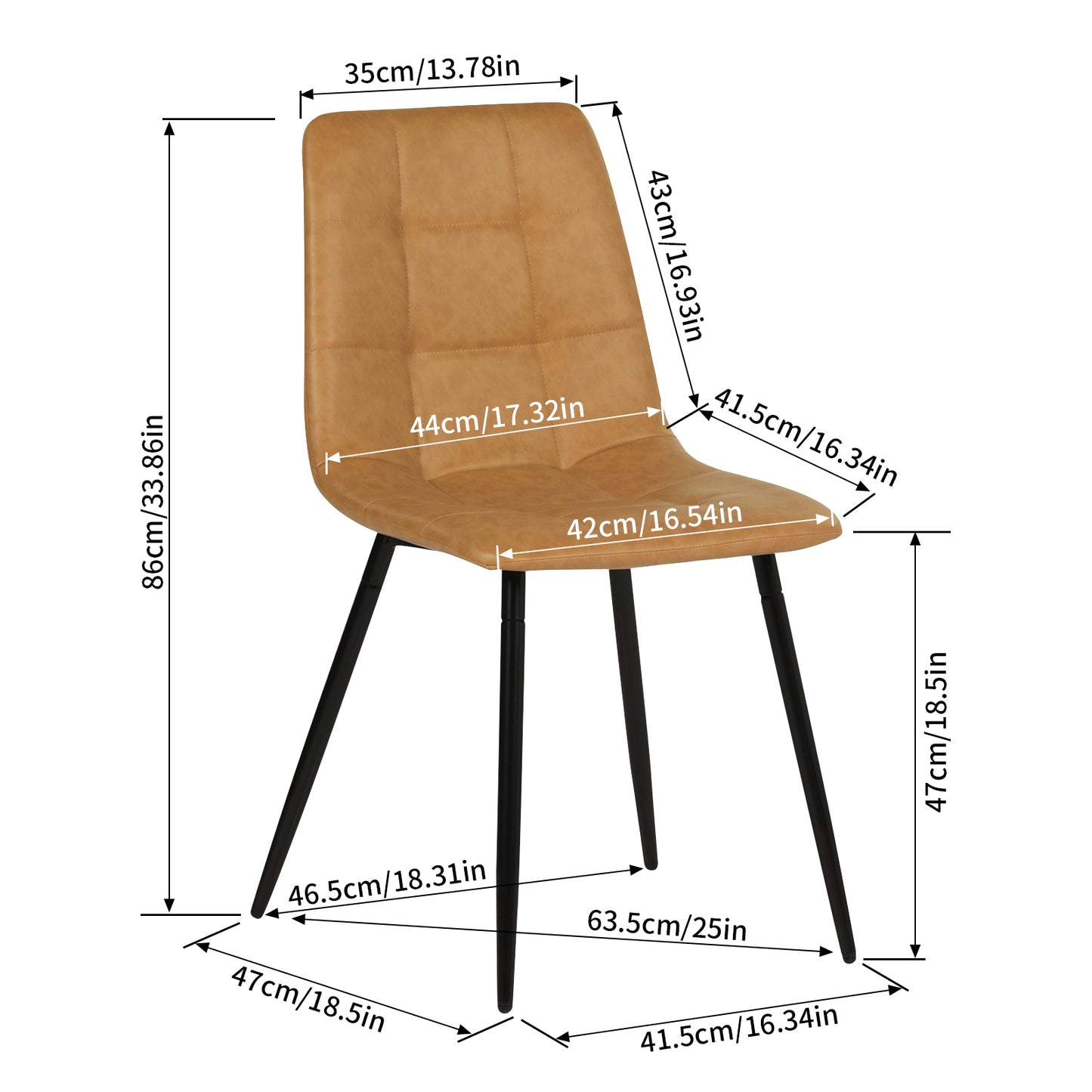 Eetkamerstoel zonder armleuningen van stof met zwarte ijzeren poten - Zwart/Grijs/Bruin