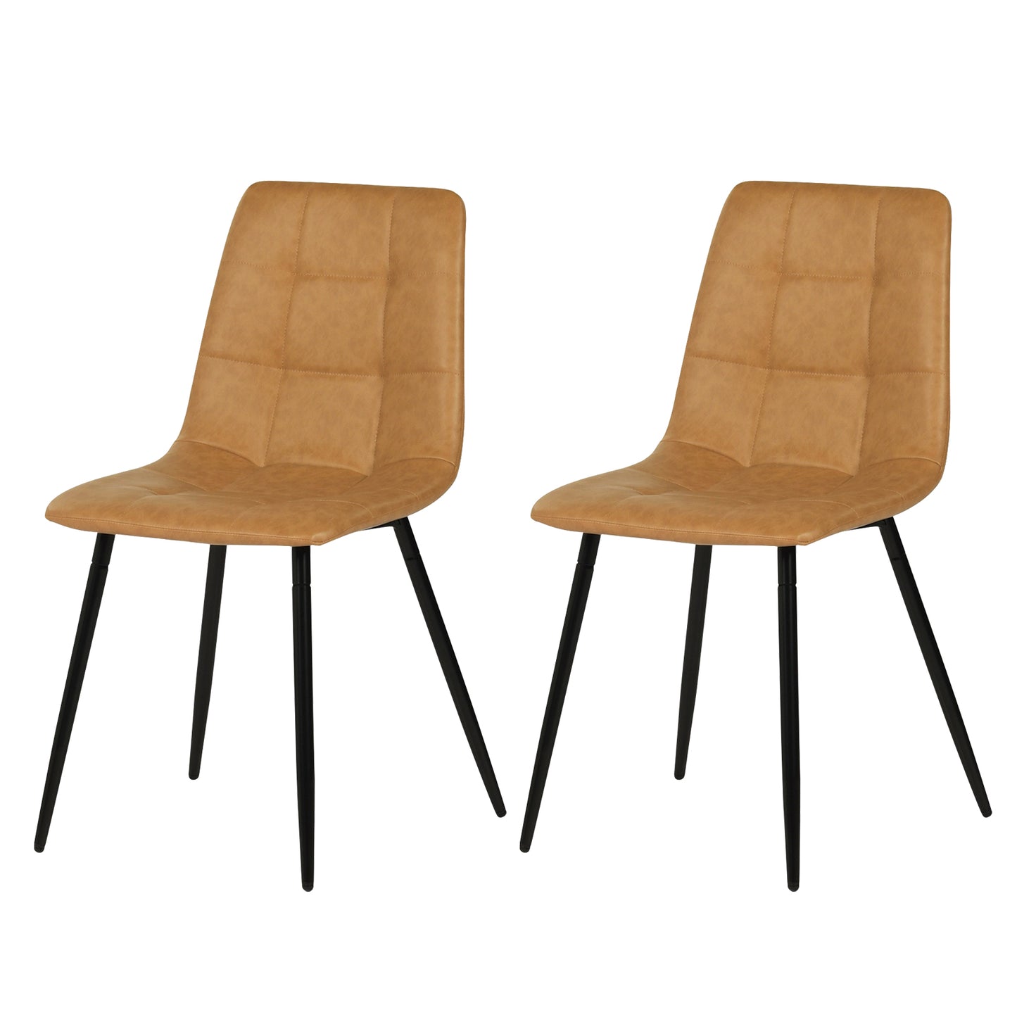 Eetkamerstoel zonder armleuningen van stof met zwarte ijzeren poten - Zwart/Grijs/Bruin