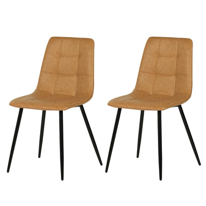 Eetkamerstoel zonder armleuningen van stof met zwarte ijzeren poten - Zwart/Grijs/Bruin