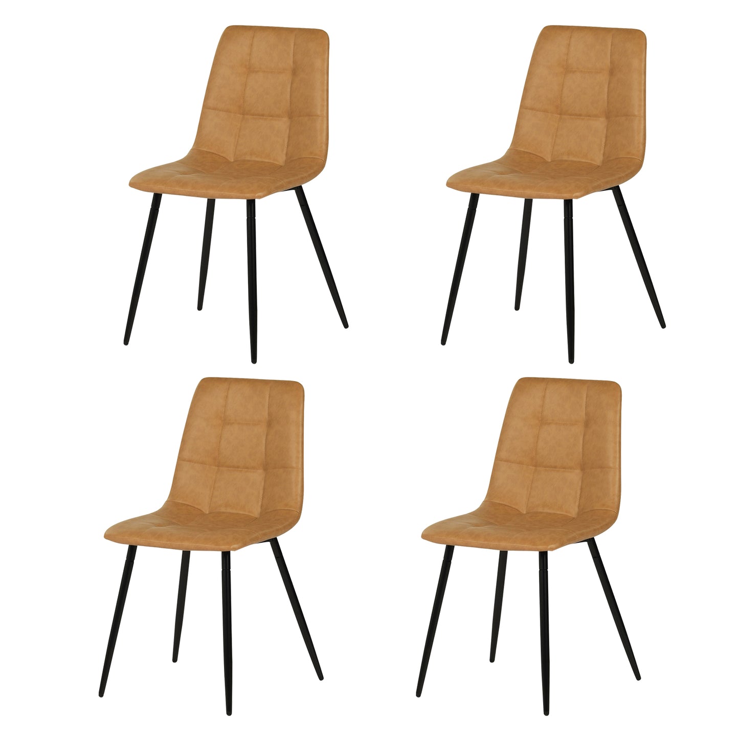 Eetkamerstoel zonder armleuningen van stof met zwarte ijzeren poten - Zwart/Grijs/Bruin