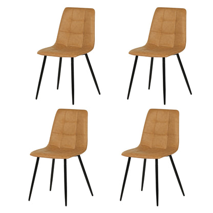 Eetkamerstoel zonder armleuningen van stof met zwarte ijzeren poten - Zwart/Grijs/Bruin