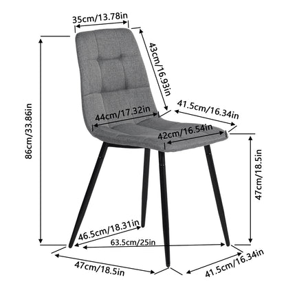 Eetkamerstoel zonder armleuningen van stof met zwarte ijzeren poten - Zwart/Grijs/Bruin