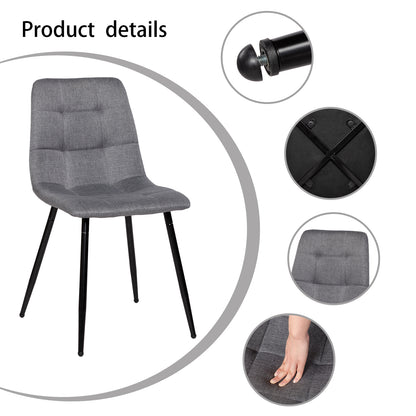 Eetkamerstoel zonder armleuningen van stof met zwarte ijzeren poten - Zwart/Grijs/Bruin