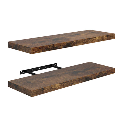 POMONA Wandplanken, Set van 2 zwevende planken - Brandhoutpatroon