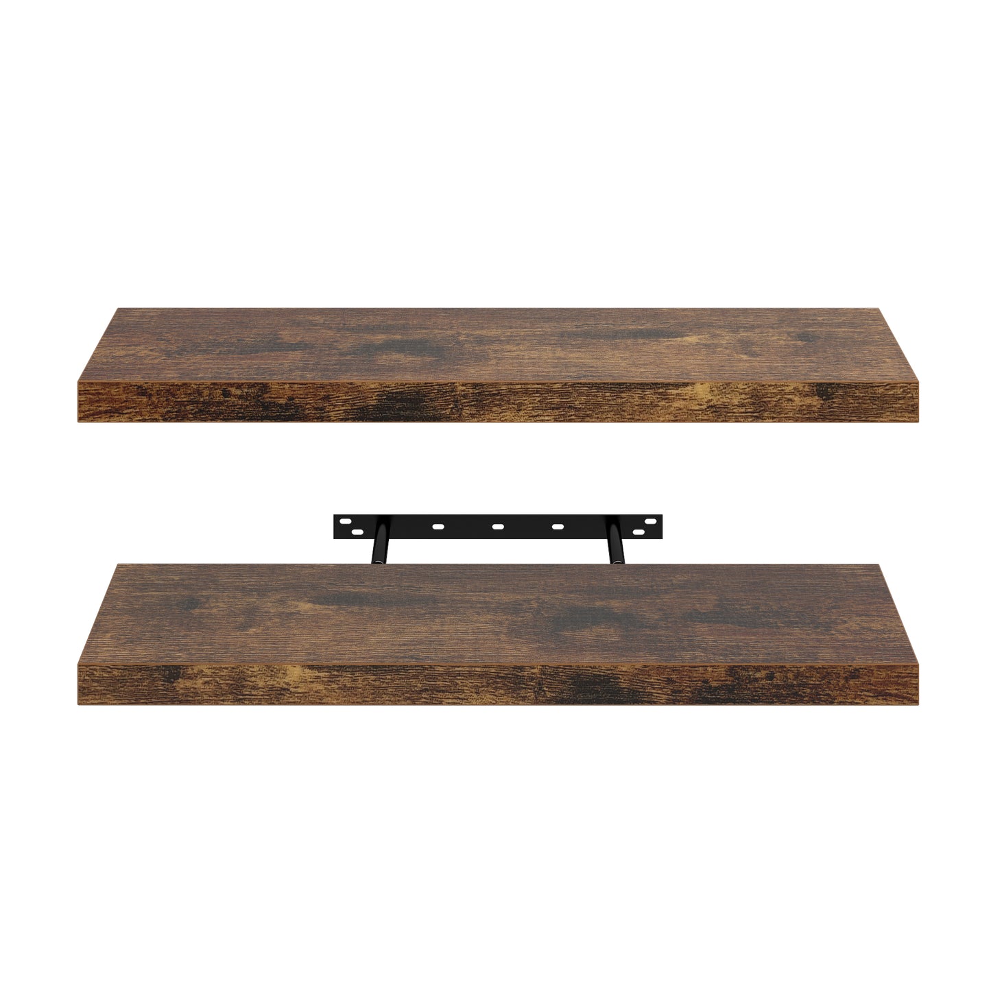 POMONA Wandplanken, Set van 2 zwevende planken - Brandhoutpatroon