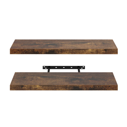 POMONA Wandplanken, Set van 2 zwevende planken - Brandhoutpatroon